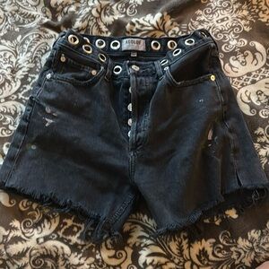 AGOLDE Jamie Hi High Rise Jean Black Grommet - Cropped shorts
